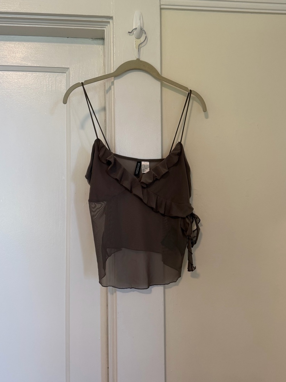 H&M Divided Brown Ruffle Wrap Spaghetti Strap Cami